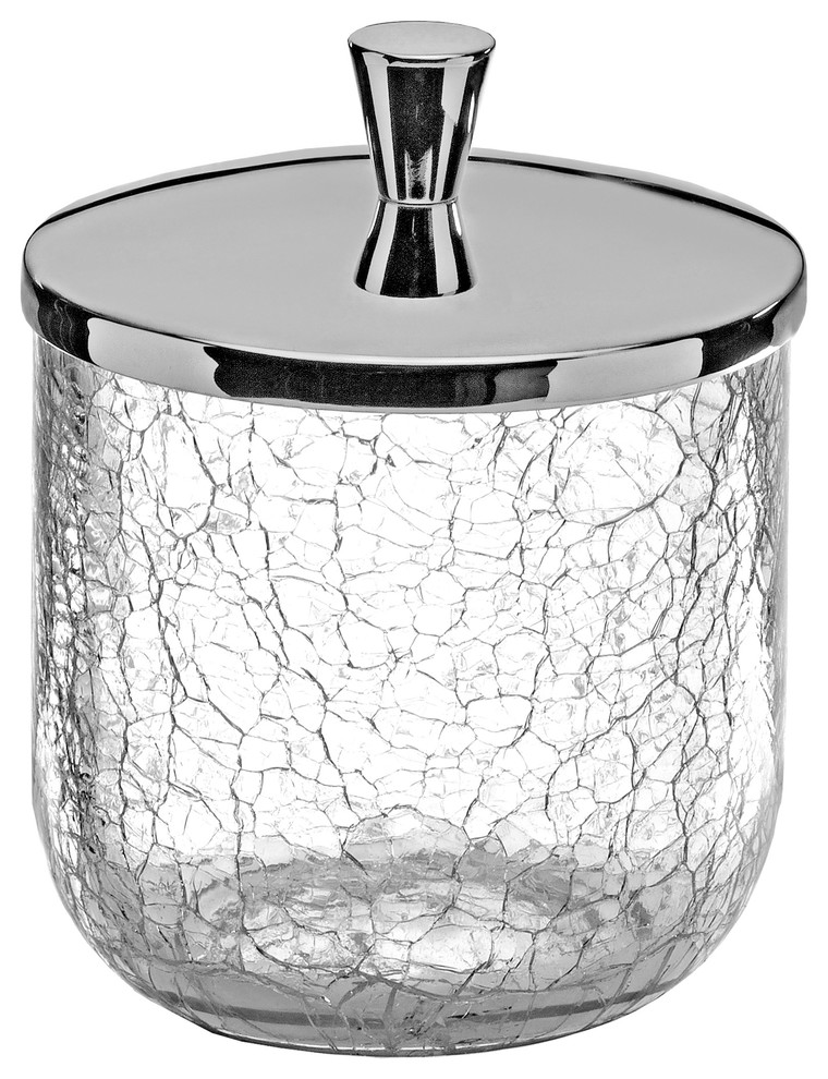 Crackle Cotton Ball Swap Container Cup Holder Contemporary Bathroom