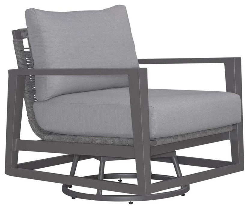 Outdoor Swivel Club Chair Granite Transitional Grey Contemporary