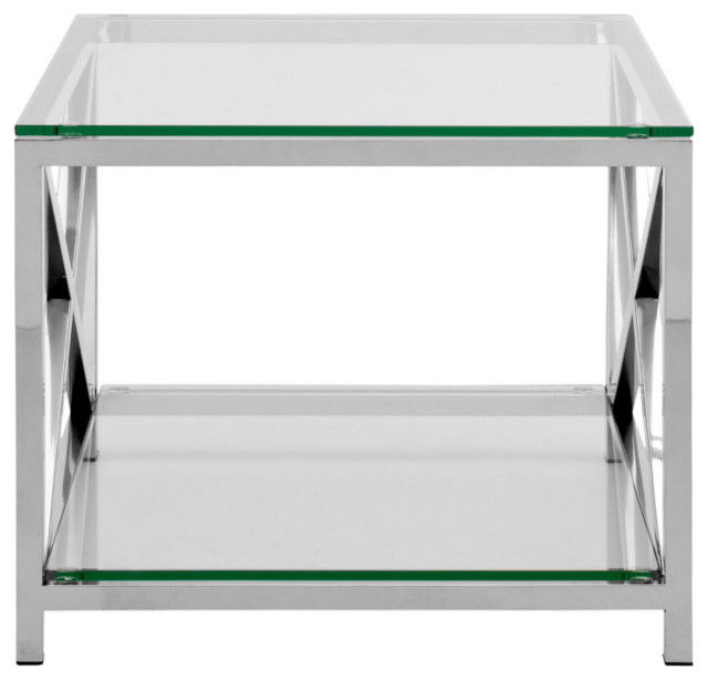 Liliah Glass Top End Table Contemporary Side Tables And End Tables