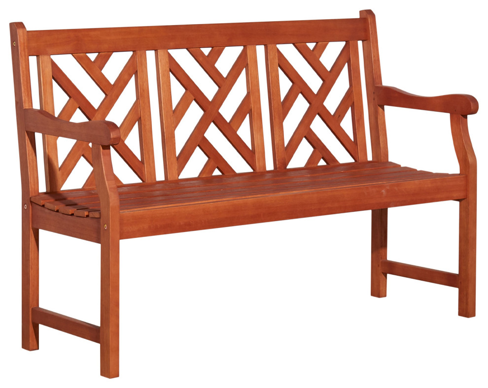 Lidwina Reddish Brown Tropical Wood Garden Bench for 3 Seaters