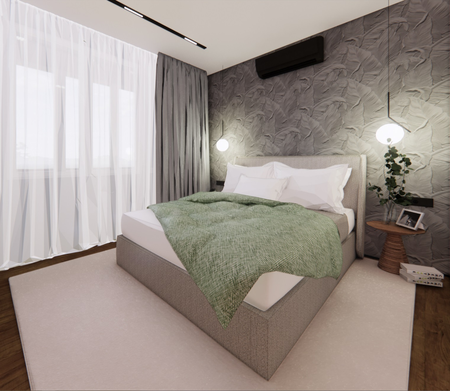 Квартира в спокойных тонах с черными акцентами