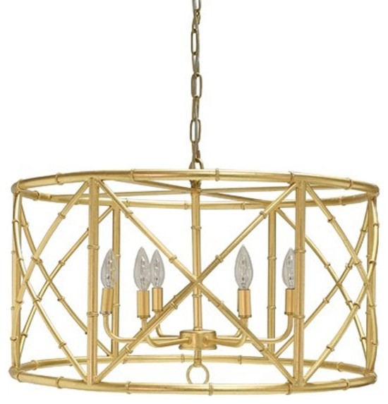 Worlds Away, Zia Bamboo Chandelier, Gold Leaf