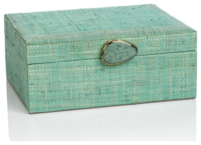 Natalia Raffia Decorative Box, Jade - Tropical - Decorative Boxes - by ...