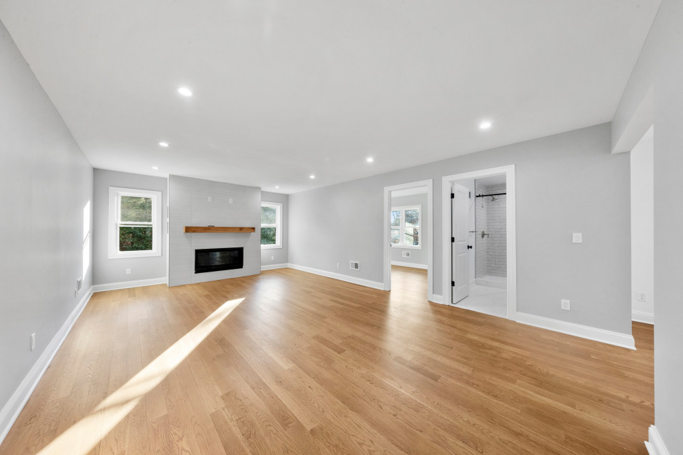 Living Room With Fireplace | Gut Remodel Haworth NJ