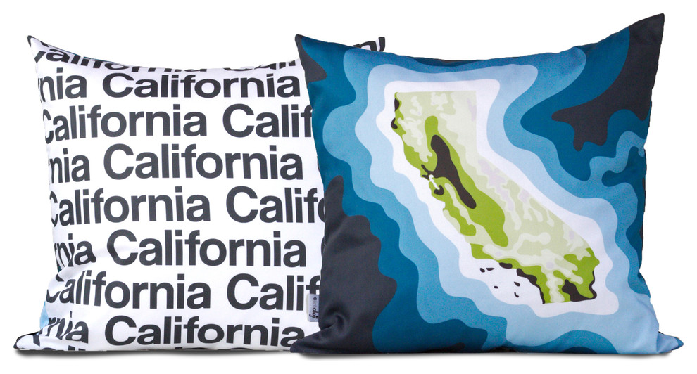 California map pillow, blue