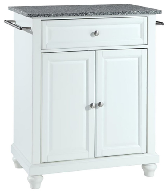 Catania Modern Gray Granite Top Portable Kitchen Island in White Kitchen Islands And Kitchen