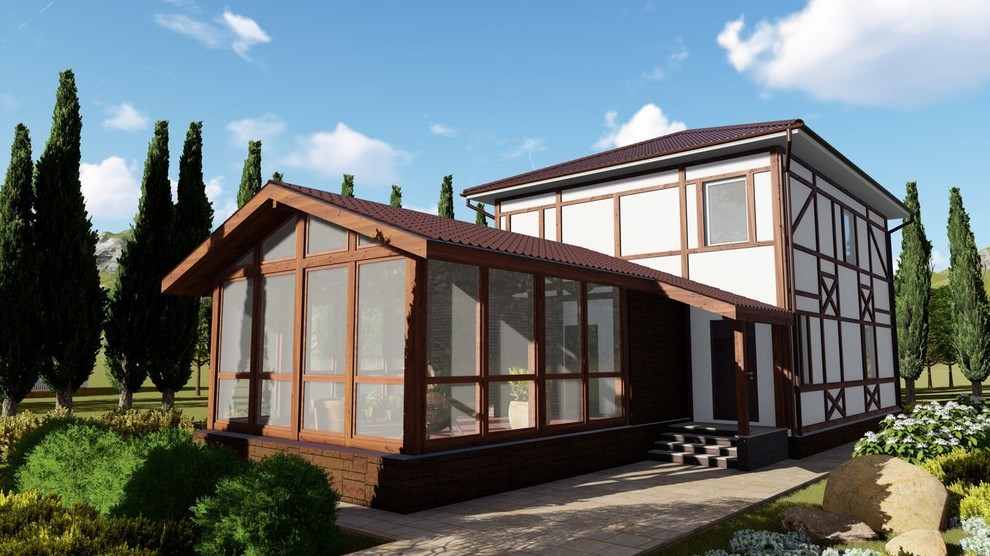 Реконструкция фасада с пристройкой зимнего сада