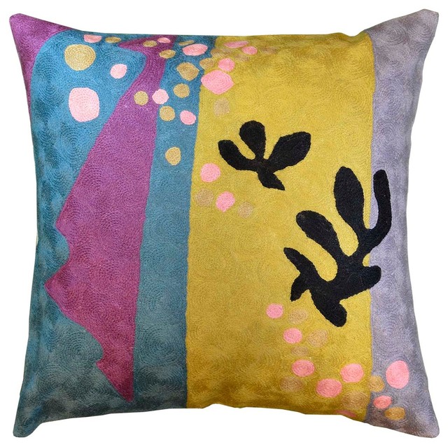 Matisse Purple Yellow Pillow Cover Cut Outs Ii Flower Wool 18 X Matisse Purple Yellow Pillow Cover Cut Outs Ii Flower Wool 18 X