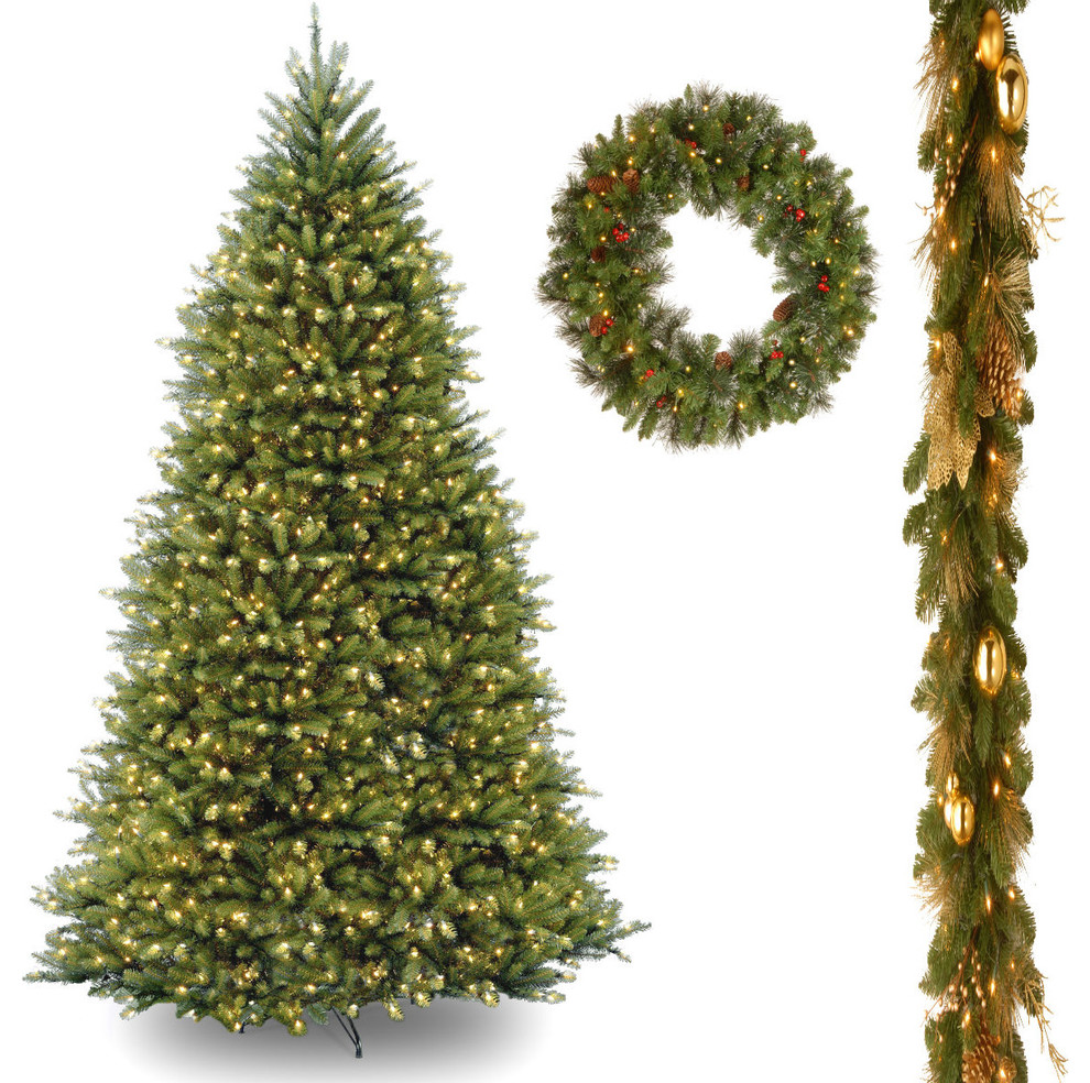 10' Dunhill Fir Hinged Tree,Decorative Elegance Garland,Crestwood