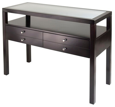 Winsome Copenhagen Console Table With Glass Top And 2 Drawer
