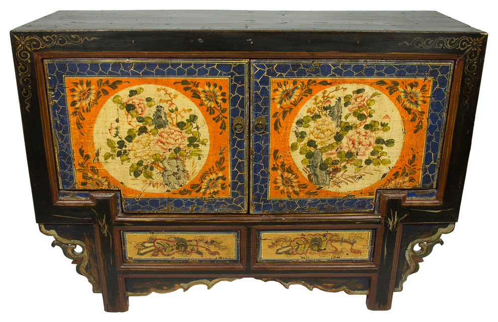 Consigned, Floral Gansu Asian Accent Chests And