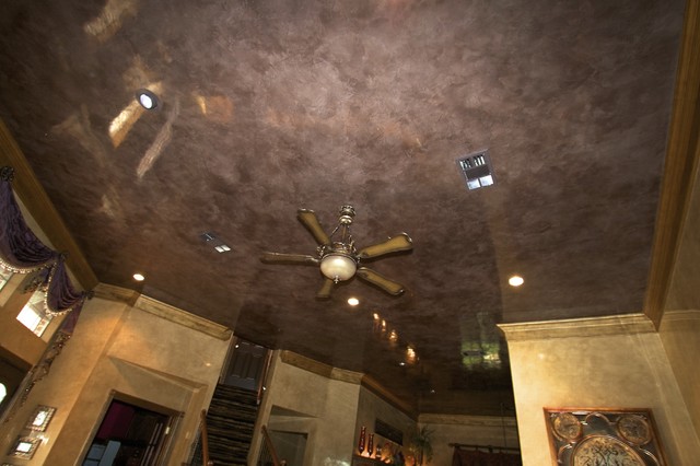 Venetian Plaster Ceiling Living Room American Traditional