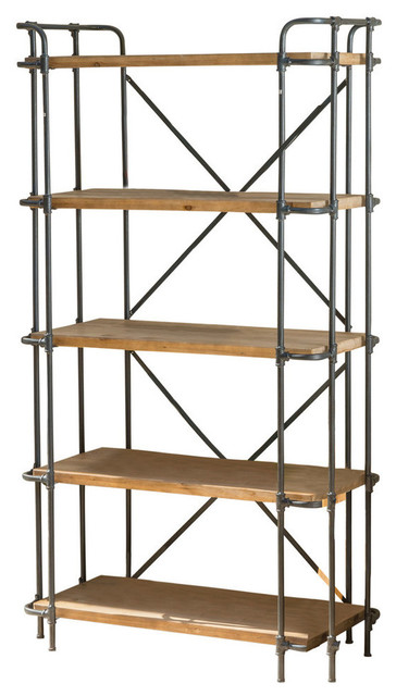 Pate Outdoor Iron 5-Shelf Bookcase, Antique Brown
