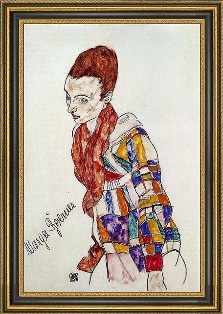 Egon Schiele Portrait of Marga Boerner - 16" x 24" Framed Premium Canvas Print