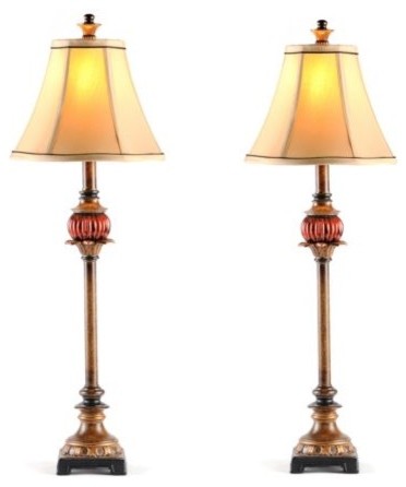 Ruby Red Buffet Lamp, Set of 2