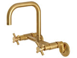 Kingston Brass KS212PB Two-Handle Wall Mount Bar Faucet, Polished Brass 
