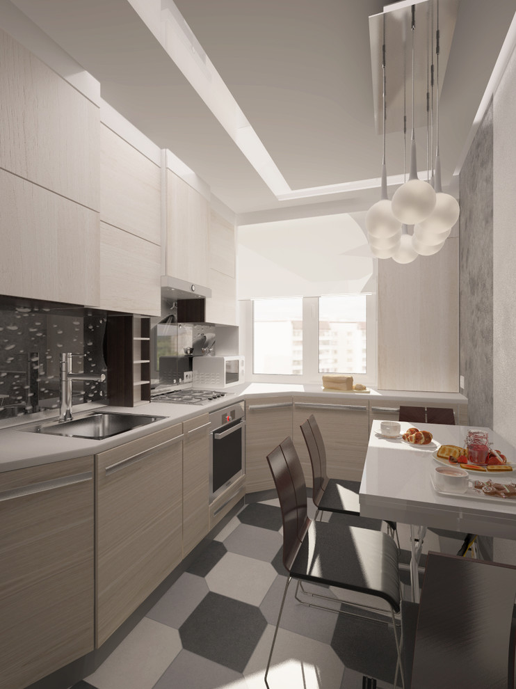 Кухня в серо-коричневых тонах