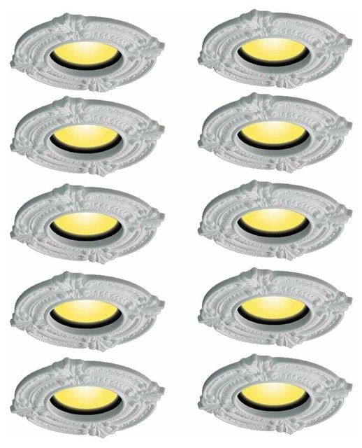 Spot Light Trim Medallions 6 Inch Id Urethane White Set Of 10 Traditional Recessed Trims By Renovator S Supply Houzz - Ceiling Spot Light Trim