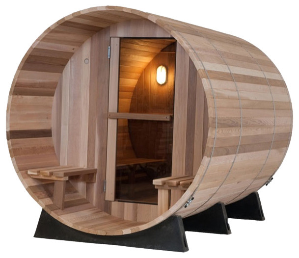 Western Red Cedar Canopy Barrel Sauna