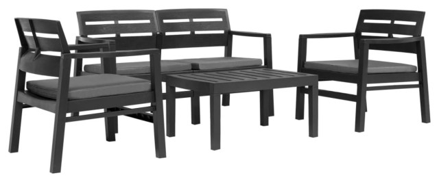 Vidaxl 4 Piece Outdoor Lounge Set Plastic Anthracite Transitional Outdoor Lounge Sets By 9197