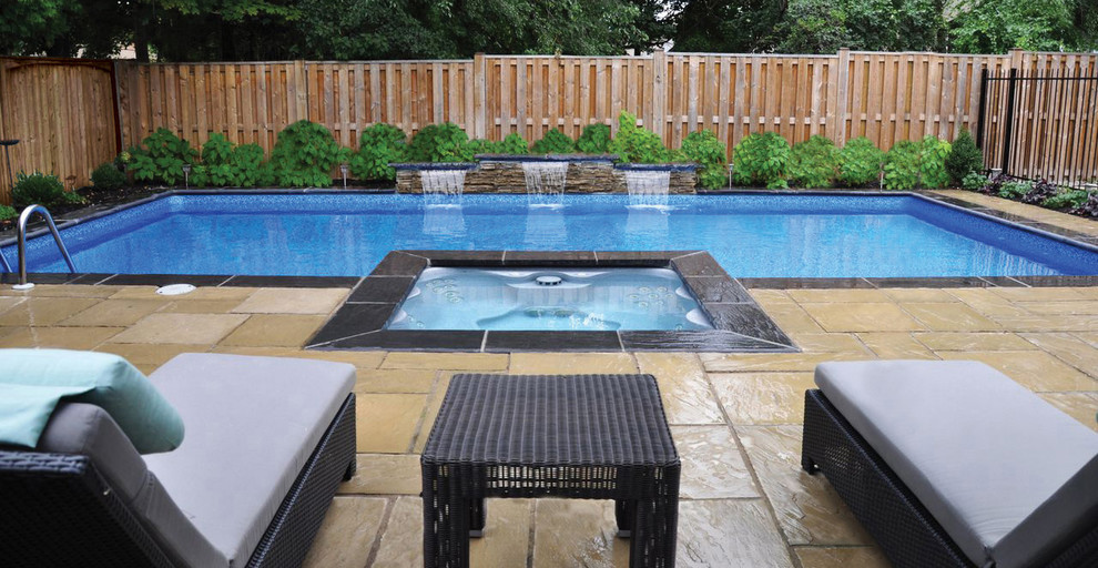 Photo of a contemporary rectangular pool in Toronto.