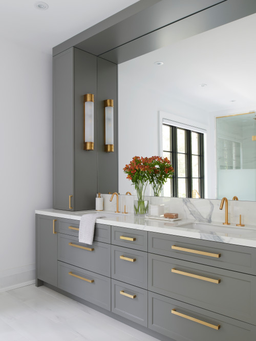 Gray Shaker Luxury: Double Sink Bathroom Vanity Sink Inspirations