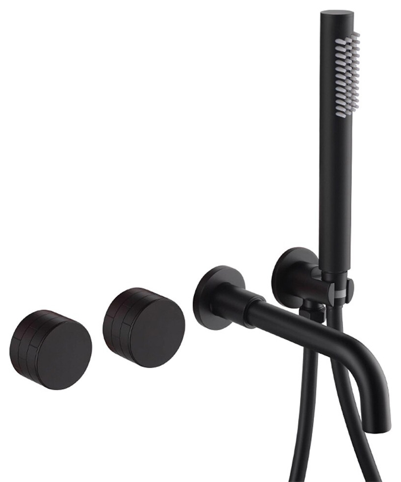 Bathroom Shower Faucet Set Mixer Valve With Bathtub Filler, matte black