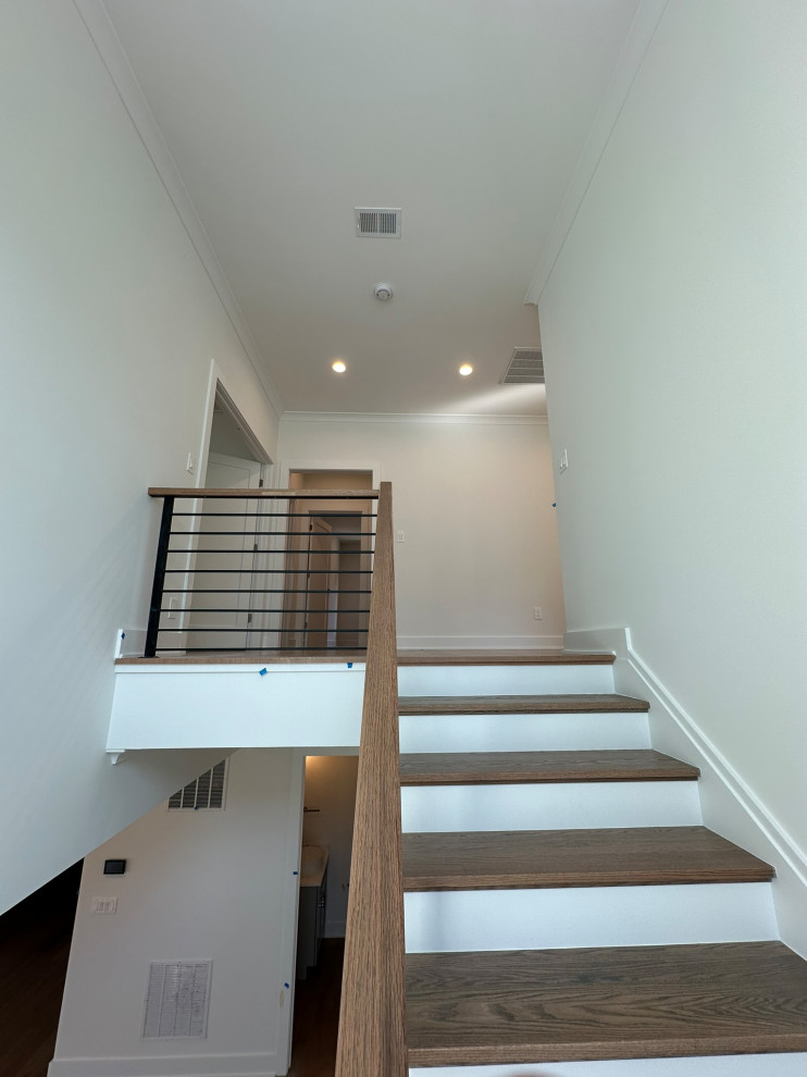 Metal railings with wood top
