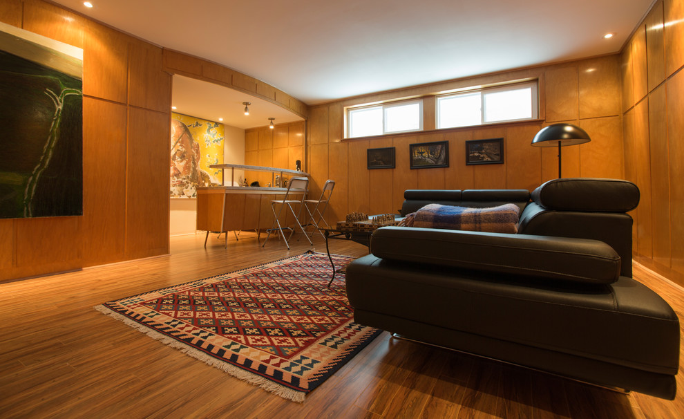 Photo of a midcentury basement in Toronto.
