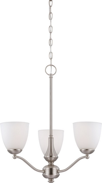 Patton 3 Light LED Brushed Nickel And Frosted Glass Chandelier