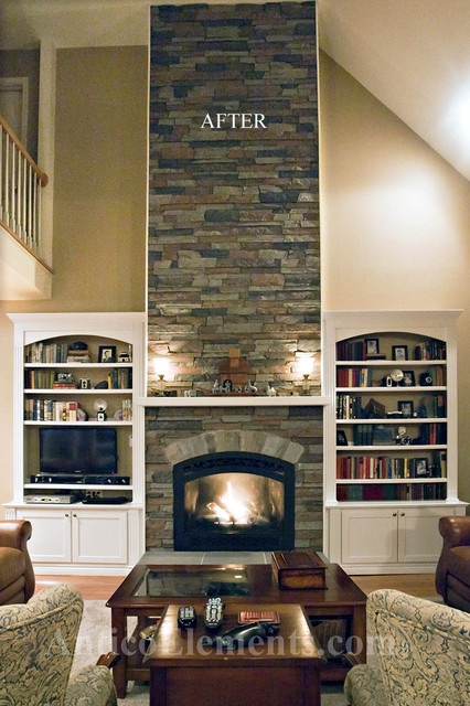 Stone Fireplace With Faux Stone Traditional Family Room Dc