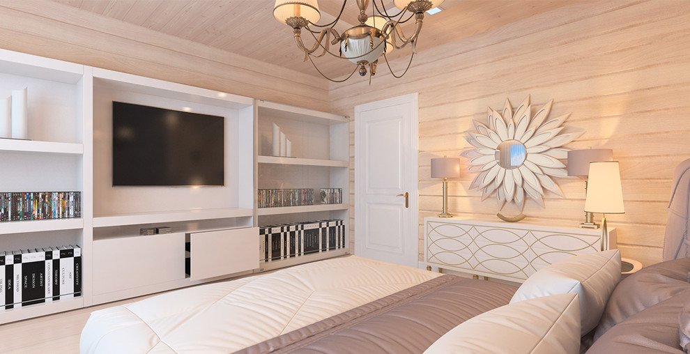 Новогодний интерьер в доме из клееного бруса