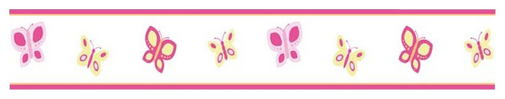Butterfly Pink and Orange Wall Paper Border (15' x 6")