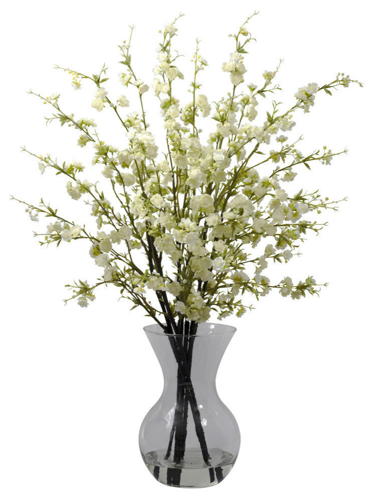 Cherry Blossoms With Vase Arrangement, White