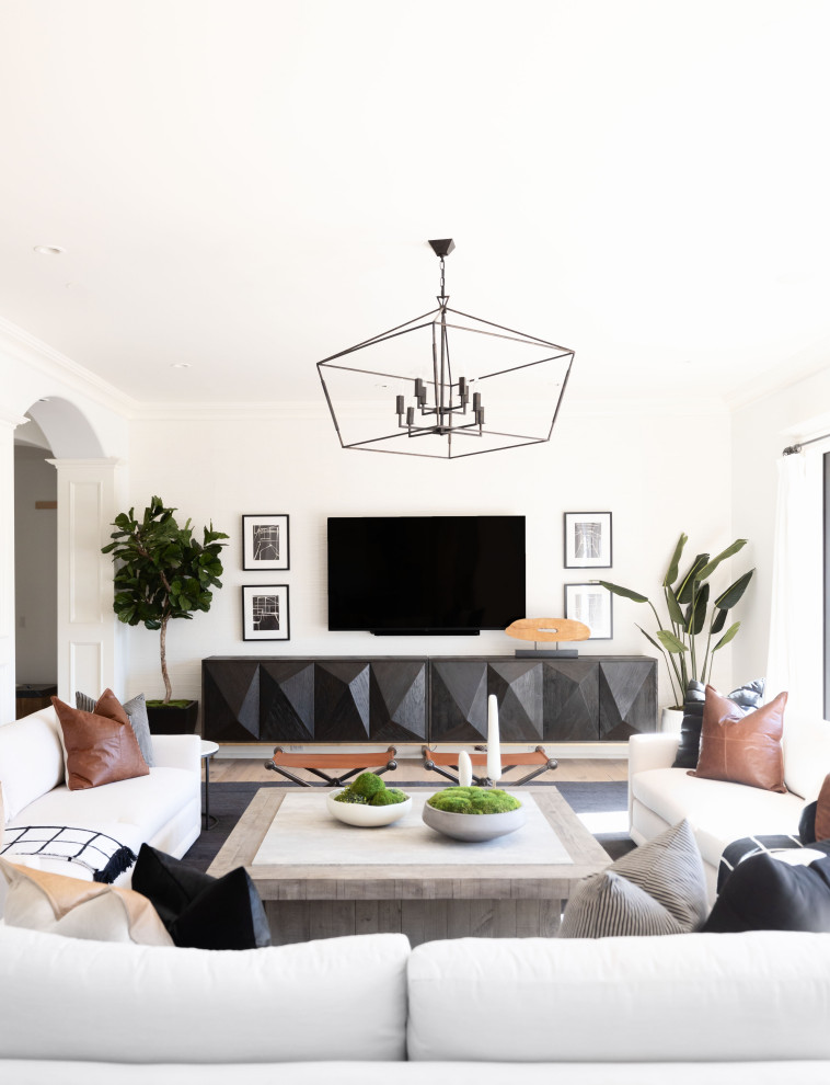 Modelo de sala de estar moderna con papel pintado