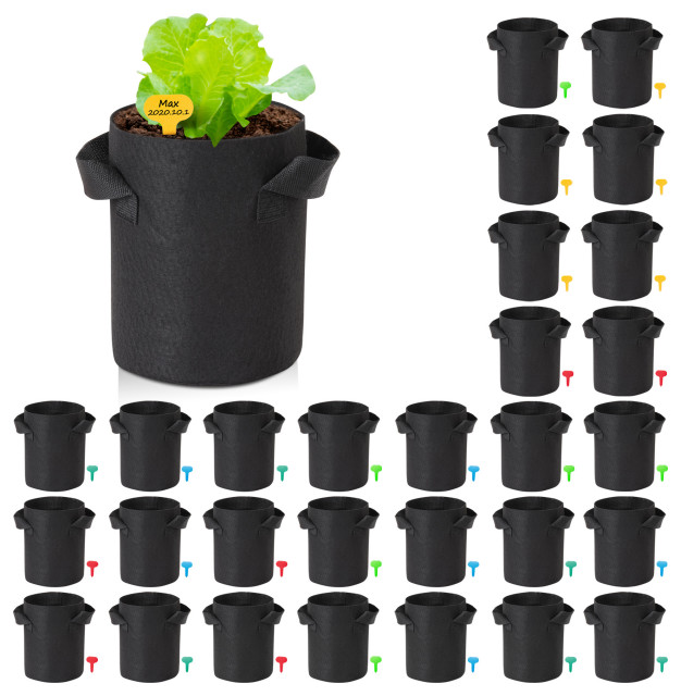 30 Pack Lagarden 1 Gallon Planting Bag Planter Pot Peanut Herb Potato Garden Transitional Outdoor Pots And Planters By Yescom Houzz