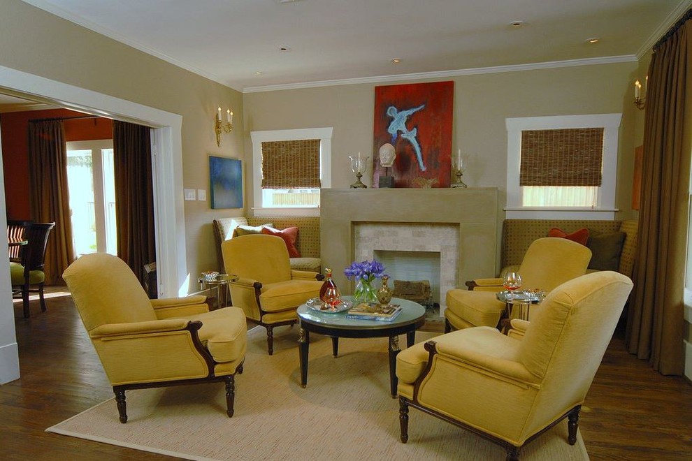 Photo of a contemporary living room in Houston.