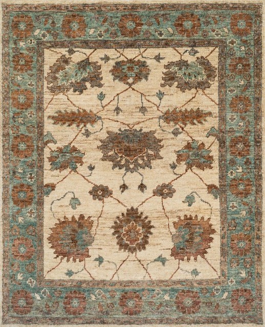 Loloi Empress Collection, Ivory and Aqua Mediterranean Area Rugs by Loloi Inc.
