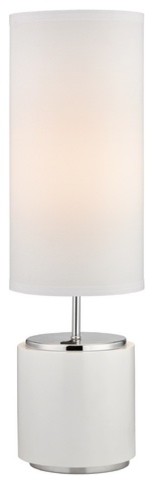 Modern Chrome Table Lamp with White Drum Shade