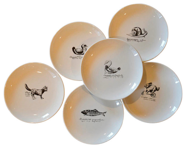 Curiosite Plates, Set of 6 Farmhouse Dinner Plates by The City Farm