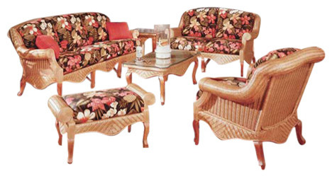 Palm Beach 6-Piece Living Room Furniture Set, Cinnamon, Suede Fabric