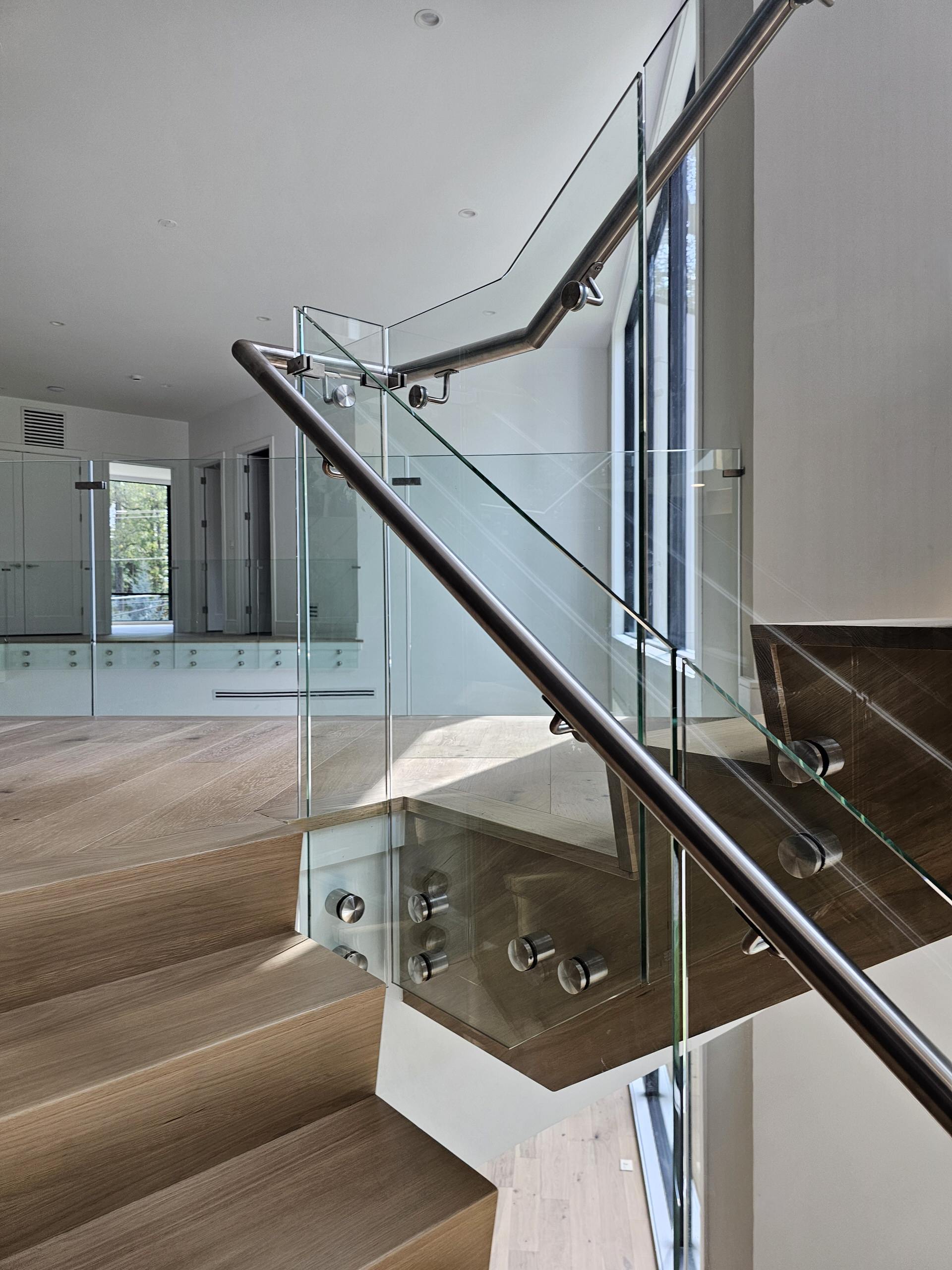 129_White Oak Slanted Riser Modern Stair, Mclean, VA 22102