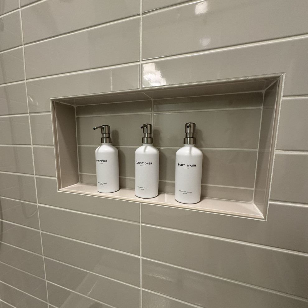 Modern Basement Bathroom with Rift-Cut Oak Vanity