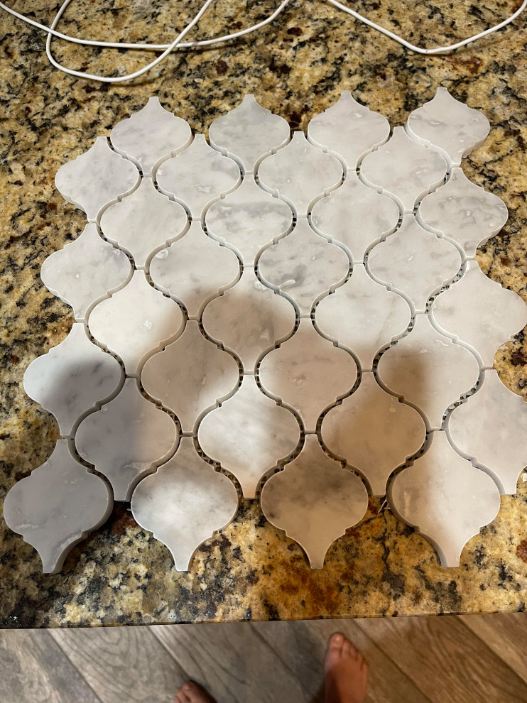 Grout Color for Arabesque Carrara Marble Backsplash