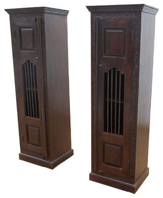 Boston Iron Grill Solid Wood Tall Linen Cabinet Set Of 2