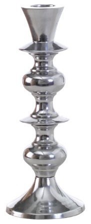 Classic Roman Candlestick - Shiny Polished Silver Finish