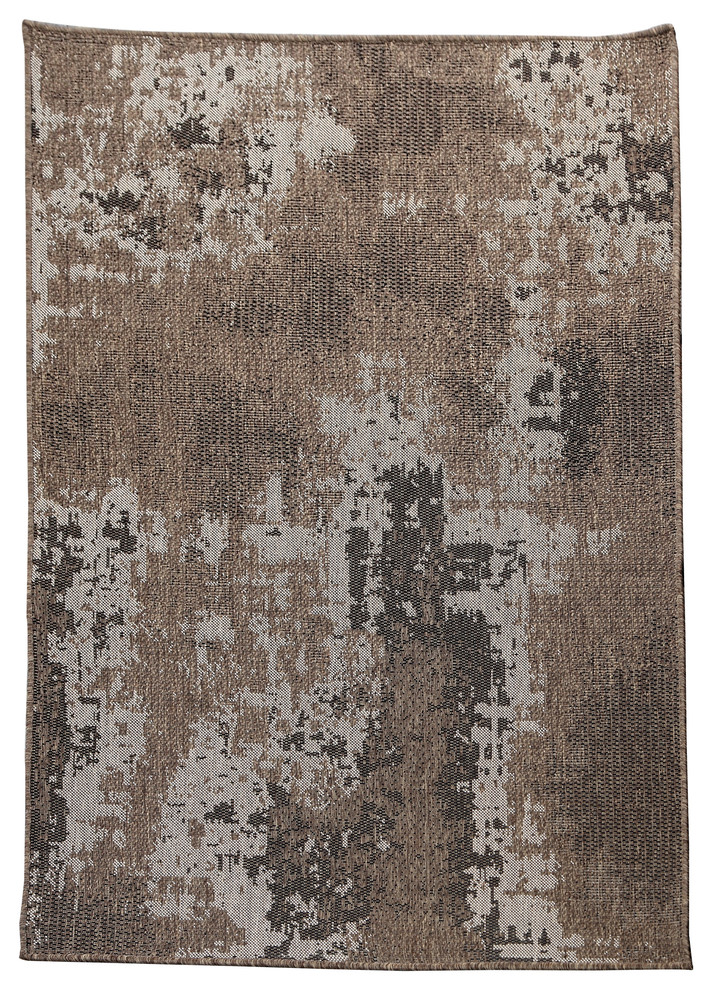 Vintage Faded Design Indoor/Outdoor Area Rug, Brown, 6'7"x9'7"