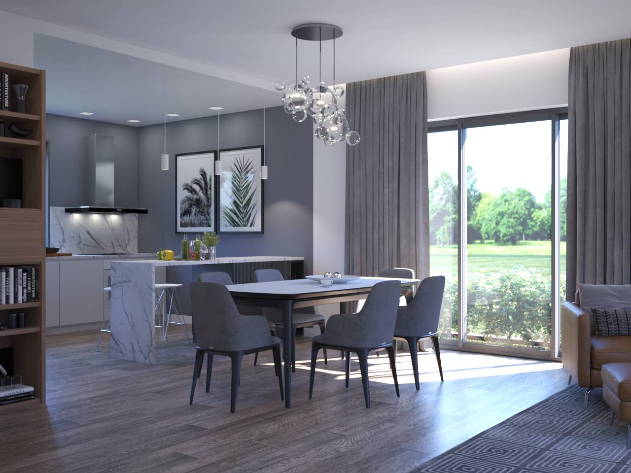 Гостиная совмещенная с кухней