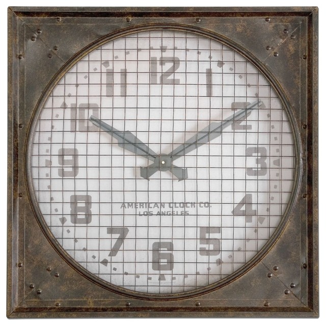 Uttermost Warehouse Wall Clock With Grill