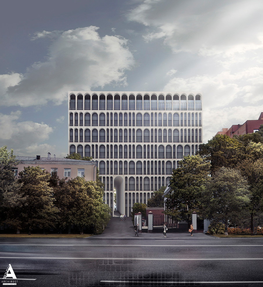 Дом с двухэтажными арками